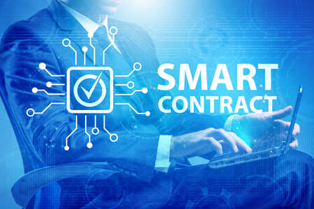 Smart contract as illustration of blockchain conceptの写真素材