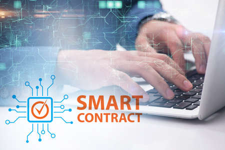 Smart contract as illustration of blockchain concept