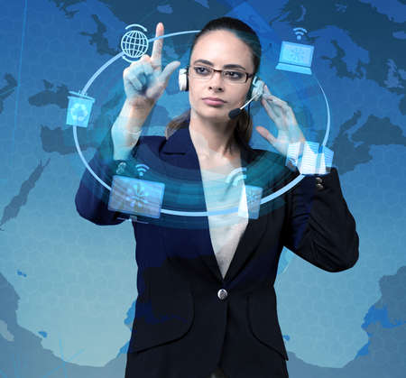 Businesswoman in global computing concept