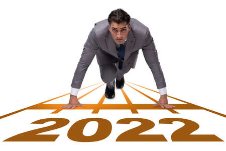 Businessman running to the 2022 yearの写真素材