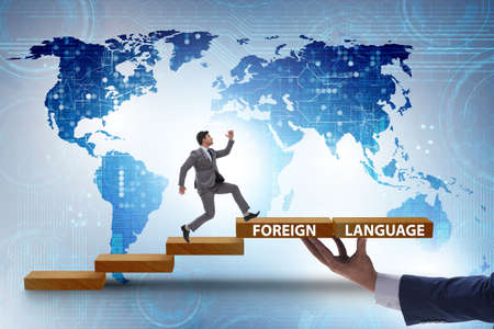Foreign language concept with steps