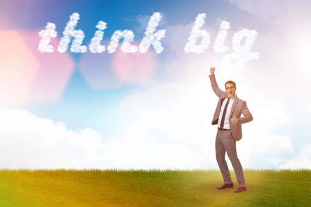 Think big concept with businessmanの写真素材