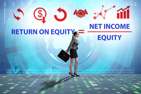 Businesswoman in return on equity conceptの写真素材