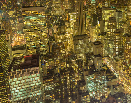 View of New York Manhattan during sunset hoursの写真素材