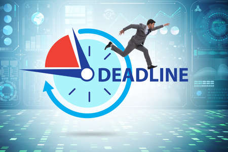 Businessman in deadline and time management concept