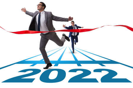 Businessman running to the 2022 yearの写真素材