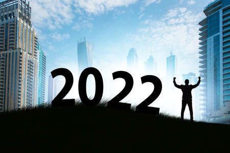 Concept of new year of 2022 with business peopleの写真素材