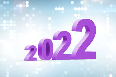 Concept of year 2022 with numbers - 3d renderingの写真素材