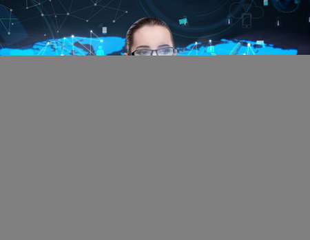 Woman in social data management conceptの写真素材