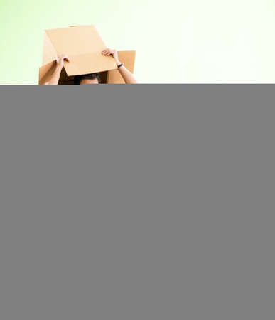 Man moving house with boxesの写真素材