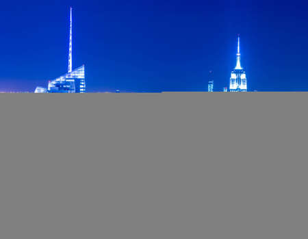 View of New York Manhattan during sunset hoursの写真素材