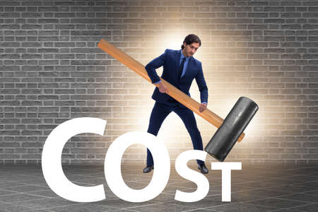 Cost optimisation concept with falling costsの写真素材