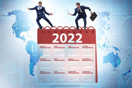 Businessman in the calendar concept of year 2022