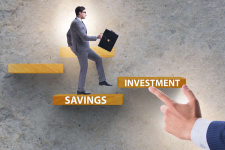 Concept of savings and investment with businessman