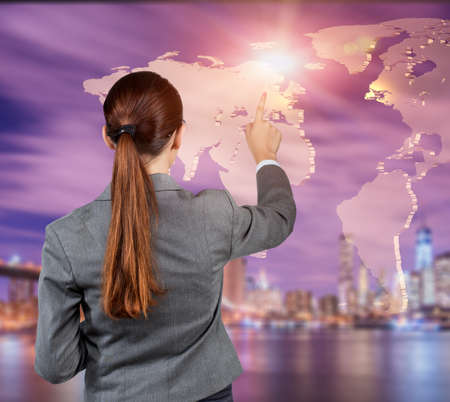 Businesswoman in global business conceptの写真素材