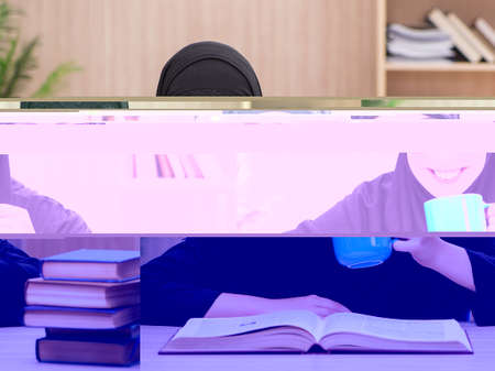 Woman muslim student preparing for examsの写真素材
