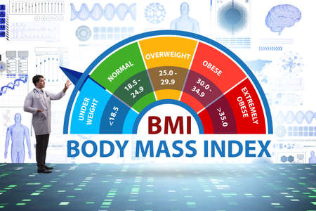 Concept of BMI - body mass index with nutritionistの写真素材