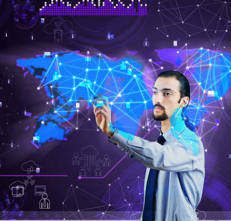 Man in social data management concept