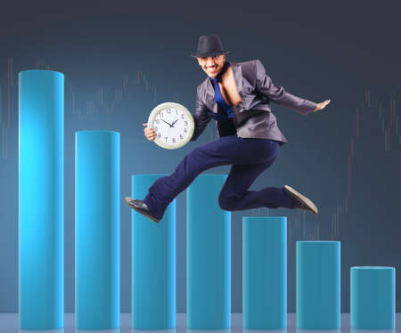 Businessman jumping in business concept