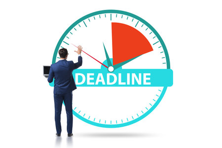 Businessman in deadline and time management conceptの写真素材