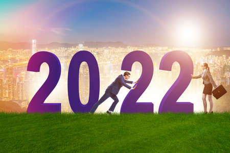 Concept of new year of 2022 with business peopleの写真素材