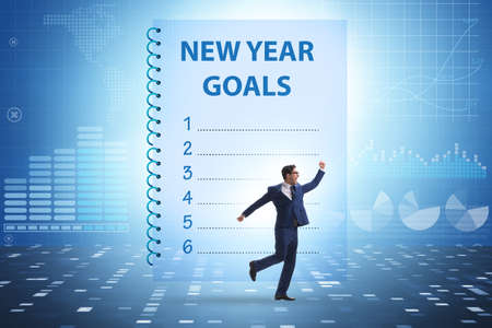 Businessman in new year resolution concept