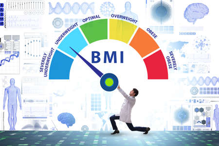 Concept of BMI - body mass index with nutritionistの写真素材