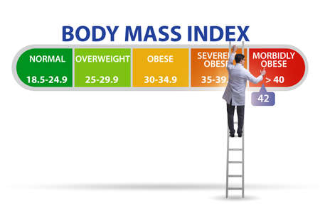 Concept of BMI - body mass index with nutritionistの写真素材