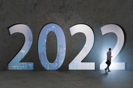 Concept of year 2022 with businessman