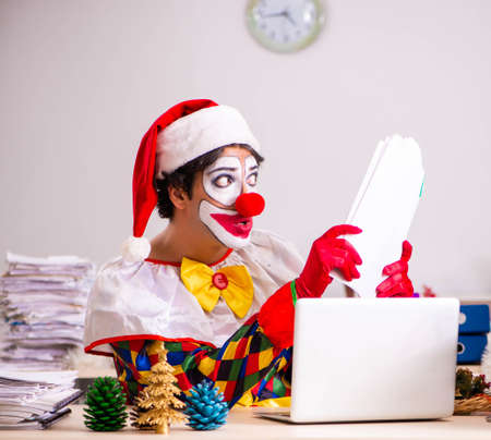 Funny clown in Christmas celebration conceptの写真素材