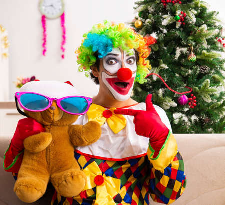 Funny clown in Christmas celebration conceptの写真素材