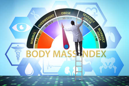 Concept of BMI - body mass index with nutritionistの写真素材