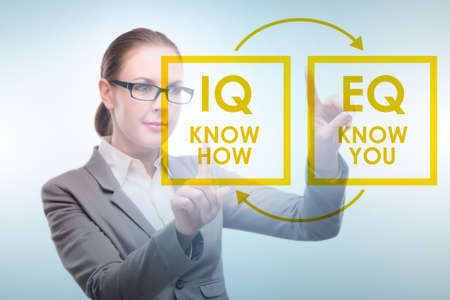 EQ and IQ skill concepts with businesswomanの写真素材