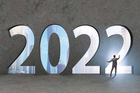 Concept of year 2022 with businessman