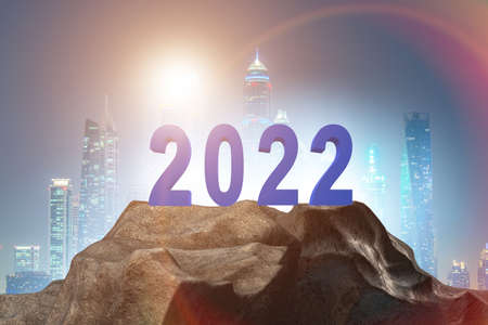Concept of transitioning from year 2021 to 2022