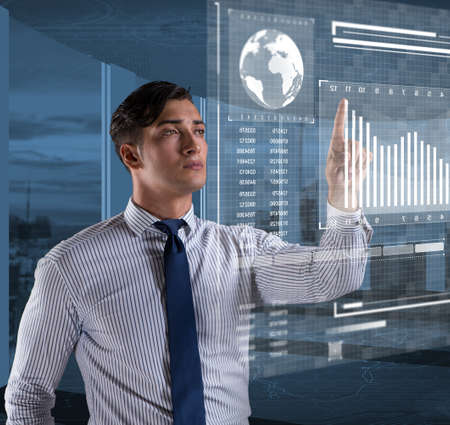 Man in stock exchange trading conceptの写真素材