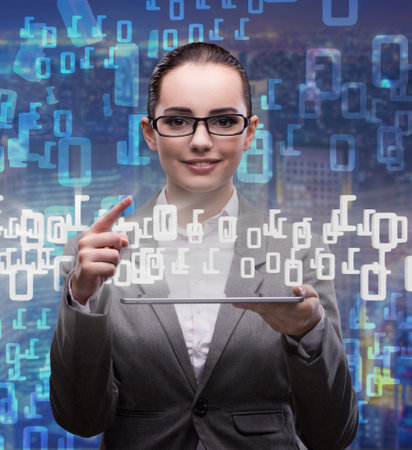 Woman in data management concept with tabletの写真素材