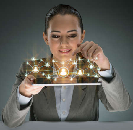 Woman in social networks concept