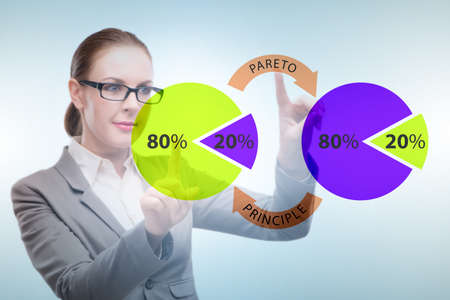 Businesswoman in pareto rule illustrationの写真素材