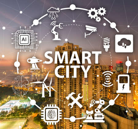 Concept of smart city and internet of thingsの写真素材