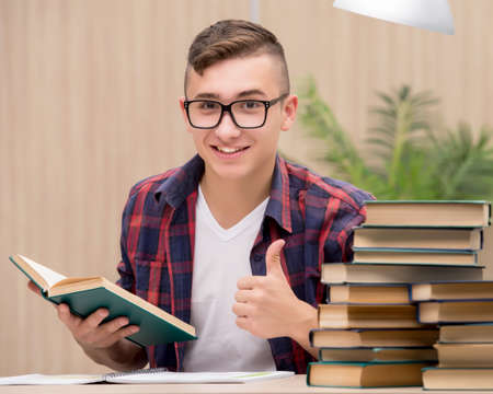 Young student preparing for school examsの写真素材