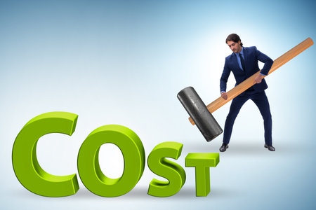 Cost optimisation concept with falling costsの写真素材