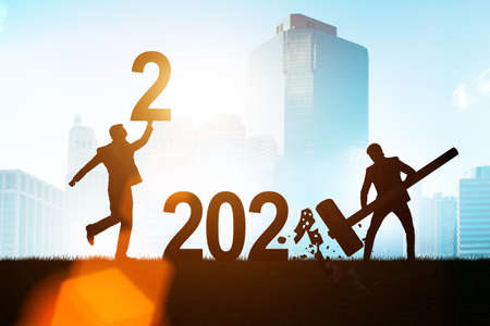 Concept of transition from 2021 to 2022の写真素材