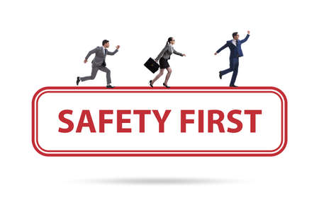 Safety first badge with business peopleの写真素材