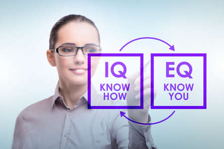 EQ and IQ skill concepts with businesswomanの写真素材
