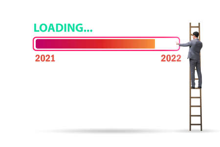 Concept of transitioning from year 2021 to 2022の写真素材