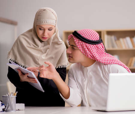 Pair of arab man and womanの写真素材