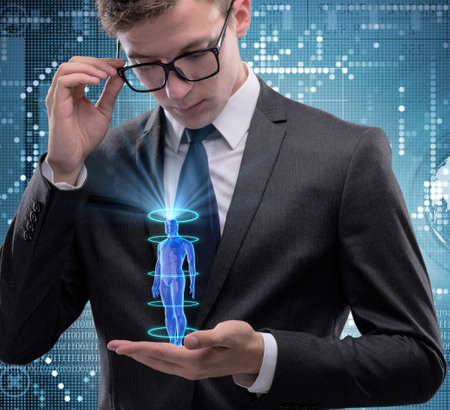 Futuristic remote diagnostics concept with businessmanの写真素材