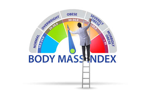 Concept of BMI - body mass index with nutritionistの写真素材
