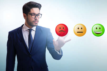 Businessman in customer feedback conceptの写真素材